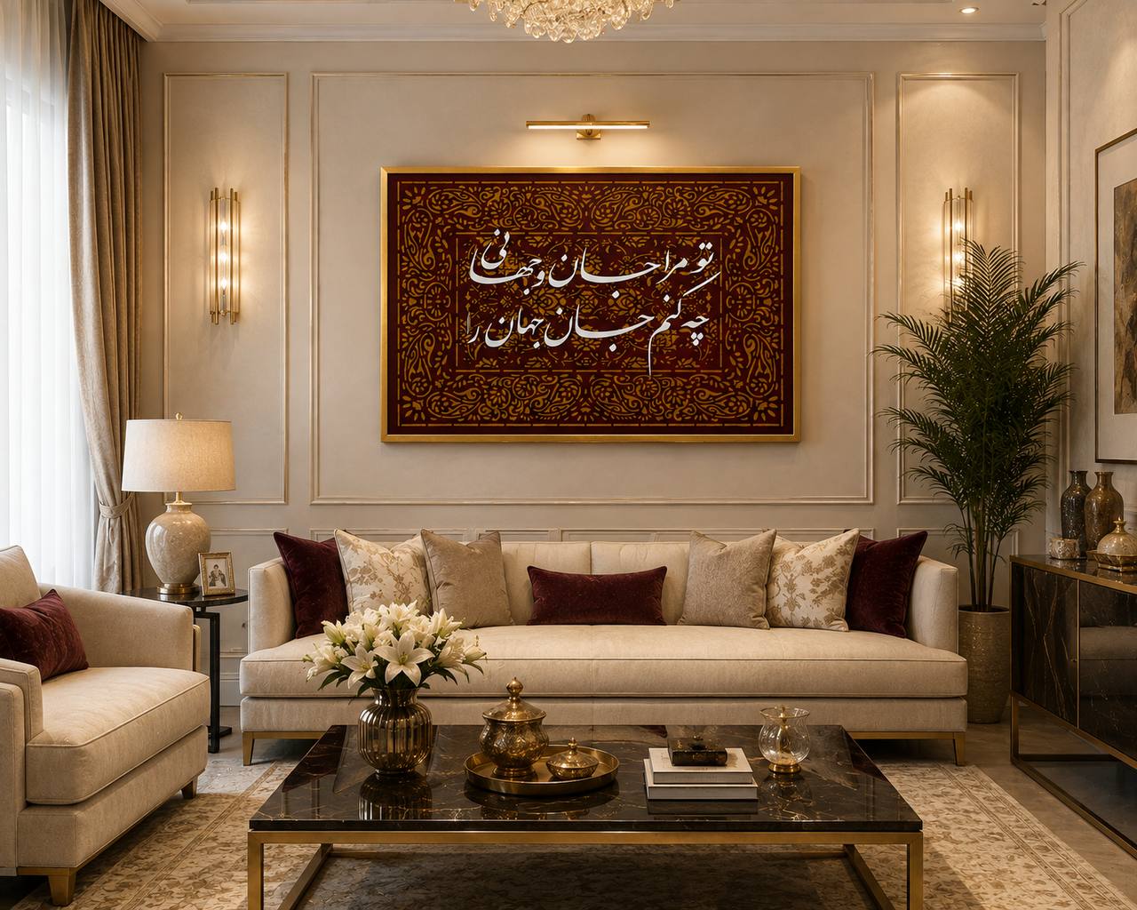 تابلو مخمل فوق برجسته با حروف آینه ای