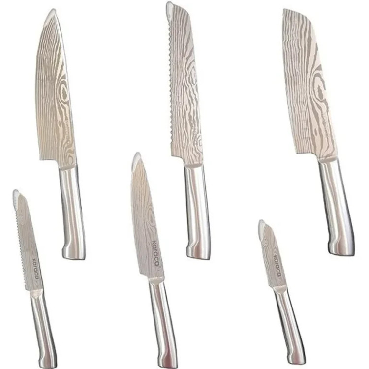 سرویس چاقو ۷ پارچه آشپزخانه با تیغه استیل کاراجا